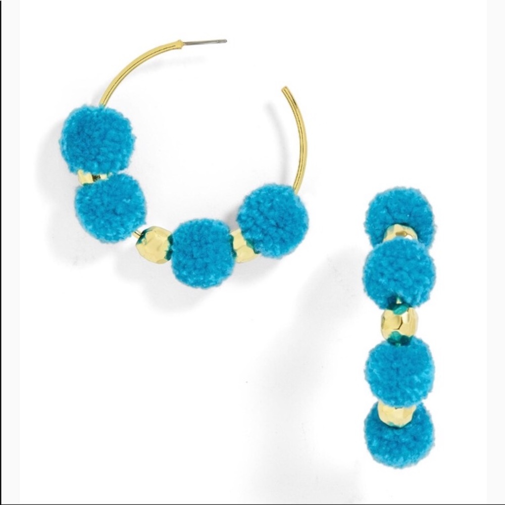 Baublebar Blue Pom Pom Hoop Earrings